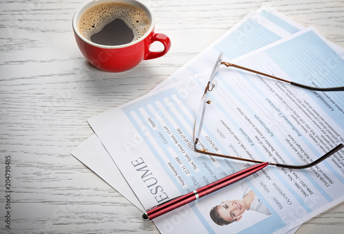 Resume forms, glasses and c...