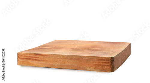 Wooden board on white background. Kitchen accessory