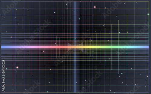 Minimalistic shapes, stars and lights for science placards, banners and presentations.