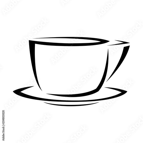 Coffee cup black on white background. Vector illustration