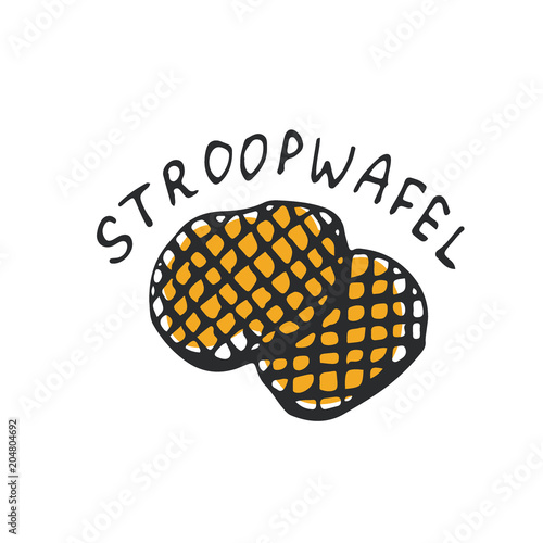 Stroopwafels sketch icon. Netherlands dessert illustration. Sweet food art.