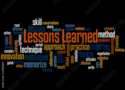 Lessons learned word cloud concept 2 photo