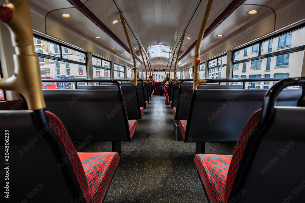 inside the red bus in London