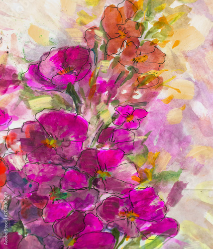 texture oil painting flowers, painting vivid flowers, flora