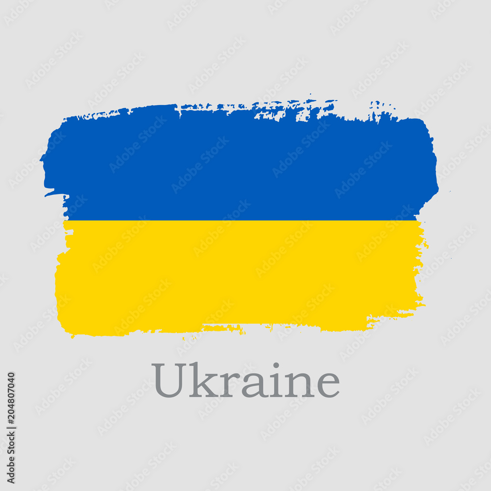 Obraz premium Vector Illustration. Hand draw Ukraine flag. National Ukraine banner for design on grey background