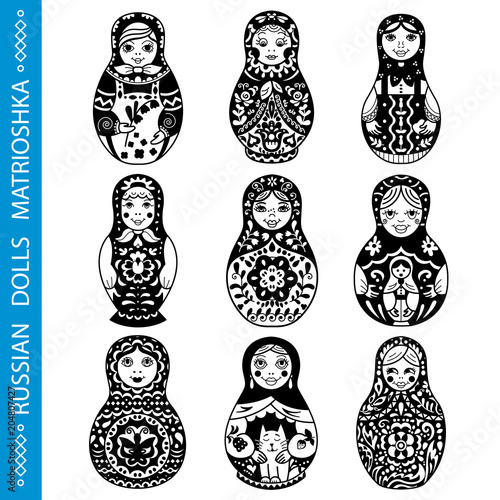 Set of Russian traditional nested dolls (matryoshka).