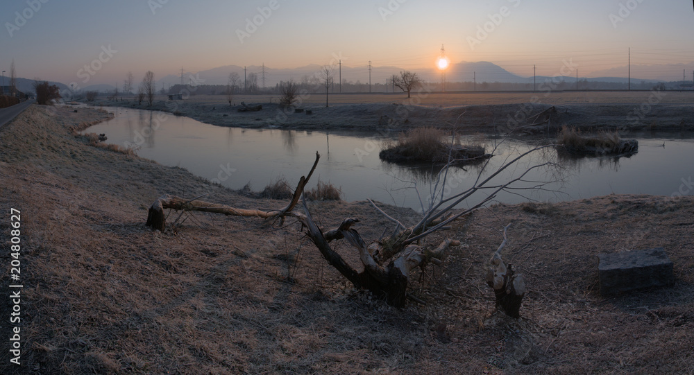 Canal dreams; icy morning on the canal in Rüthi SG Canal dreams; icy morning on the canal in Rüthi SG
