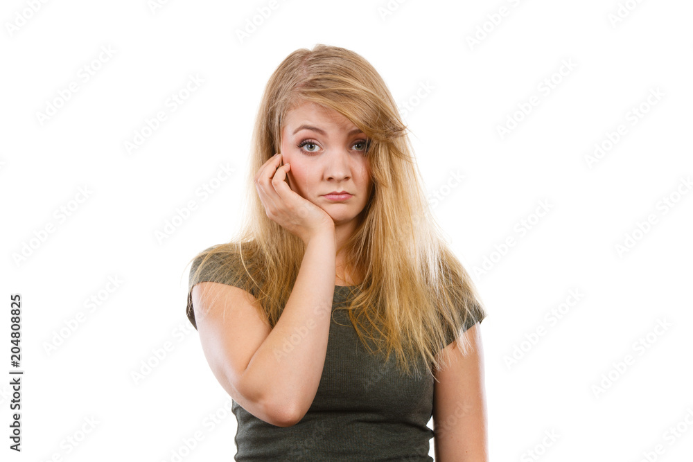 Sad cute young blonde attractive woman Sad cute young blonde attractive woman