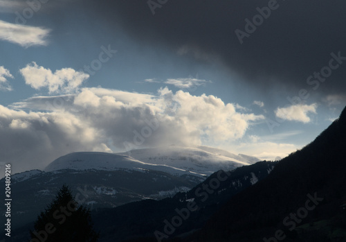 Fototapeta Naklejka Na Ścianę i Meble -  Alpine storm; dramatic weather seen from Rüthi SG