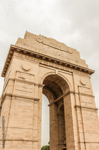 India Gate war memorial located astride the Rajpath in New Delhi, India