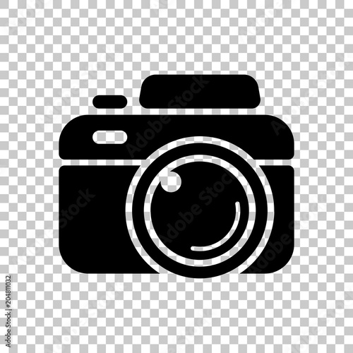 Photo camera, simple icon. On transparent background.