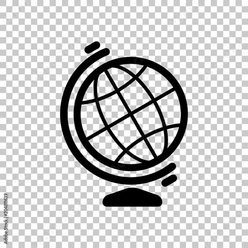 Simple globe symbol. Linear icon. On transparent background.