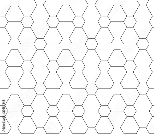 TRIANGULAR SEAMLESS VECTOR PATTERN. OUTLINE TRELLIS GEOMTERIC TEXTURE. MONOCHROME TRENDY BACKGROUND.