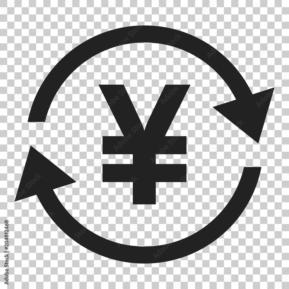 Obraz premium Yen, yuan money currency vector icon in flat style. Yen coin symbol illustration on isolated transparent background. Asia money business concept.