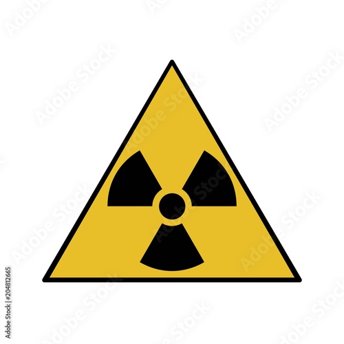 Vector illustration. Radioactive hazard. Triangle sign of radioactivity. Safe sign.