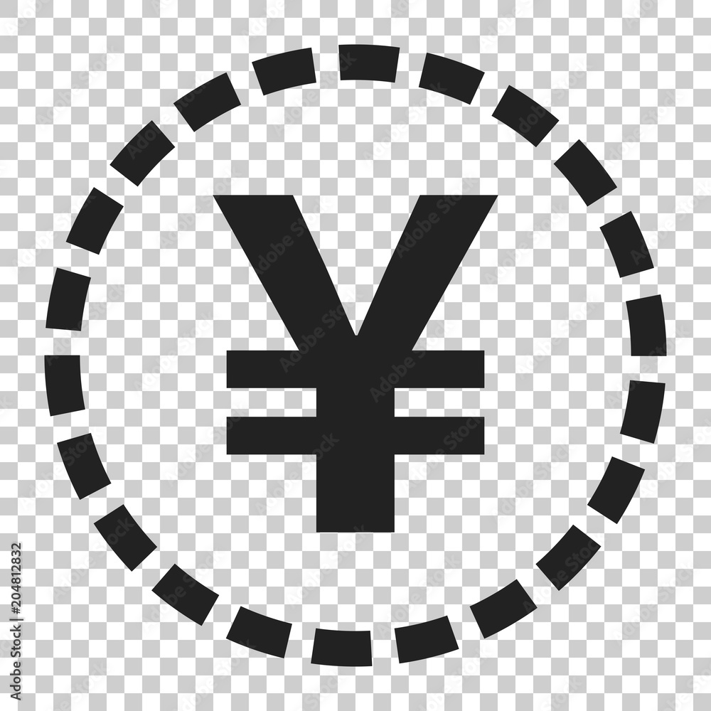 Obraz premium Yen, yuan money currency vector icon in flat style. Yen coin symbol illustration on isolated transparent background. Asia money business concept.