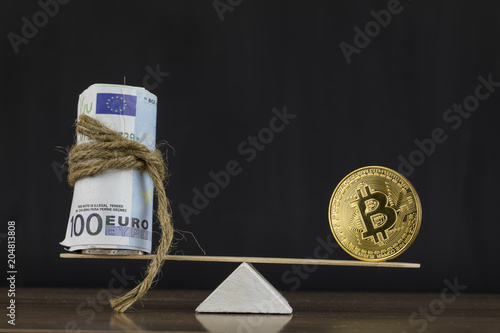 Bitcoin and Euro ,  Money Concept photo