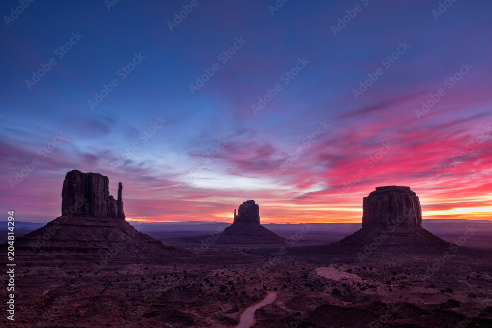 Colorful sunrise landscape view at Monument valley national park, Arizona