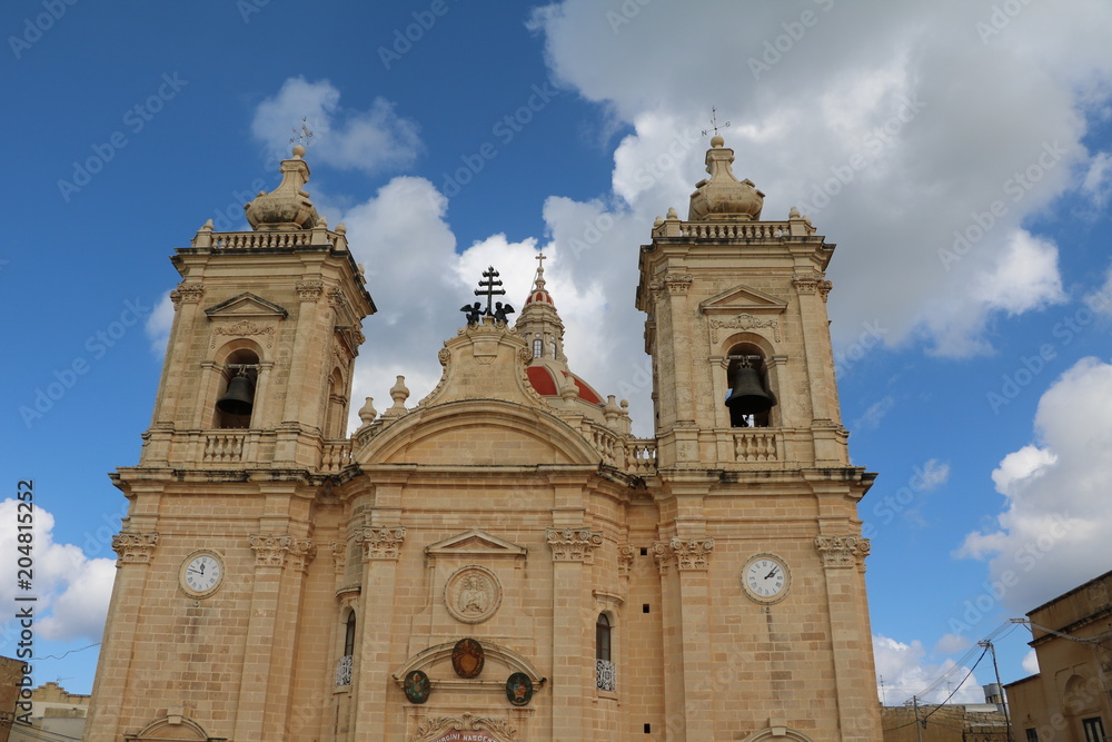 The Nuestra Señora de la Victoria church in Xaghra on the island of Gozo Malta