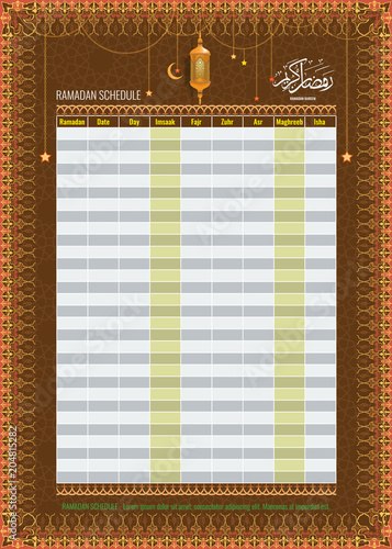 Ramadan Imsakia or Amsakah Calendar Schedule - Fasting and Prayer time Guide