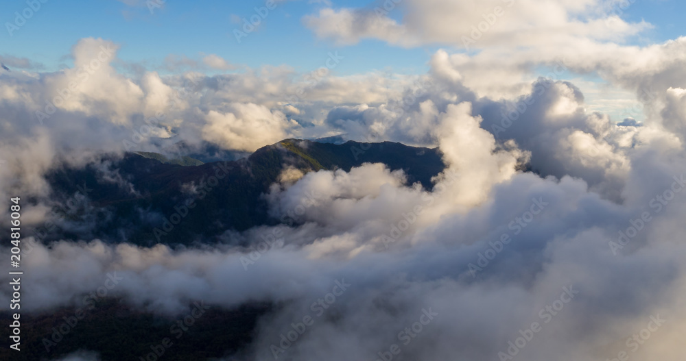 Valleys of the Andes mountain range covered with clouds in the morning Valleys of the Andes mountain range covered with clouds in the morning