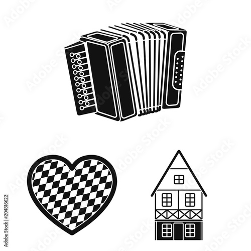 October festival in Munich black icons in set collection for design.Tradition and fun vector symbol stock web illustration.