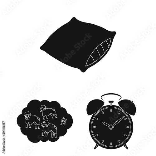 Rest and sleep black icons in set collection for design. Accessories and comfort vector symbol stock web illustration.