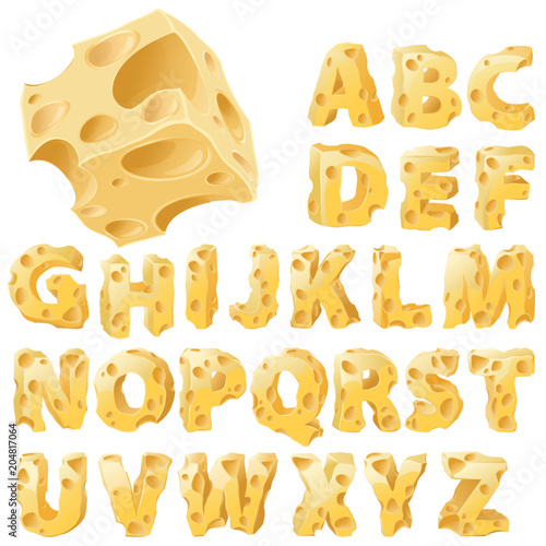 Cheese letters set.