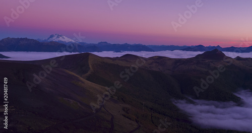 Natural landscape of the Andes mountain range  seen from the Antillanca volcano in Osorno  Chile