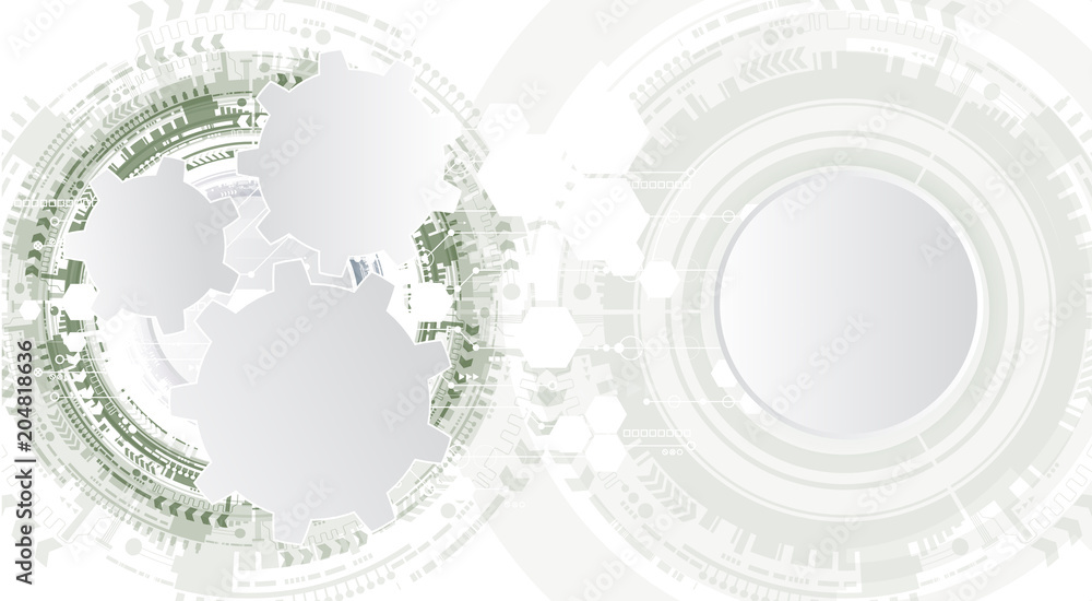 Technology background and abstract digital tech circle with various technological elements. Vector illustration. EPS 10.