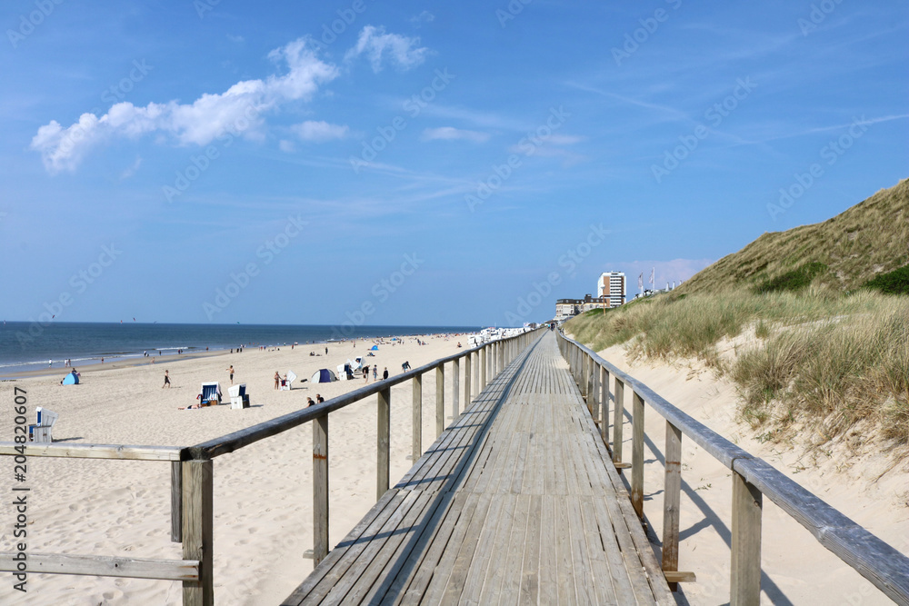 Wooden walkway along the beach in Westerland, Sylt Wooden walkway along the beach in Westerland, Sylt
