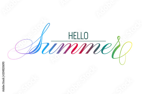 Lettering hello summer wrote by sharp pen. Hello summer calligraphy.