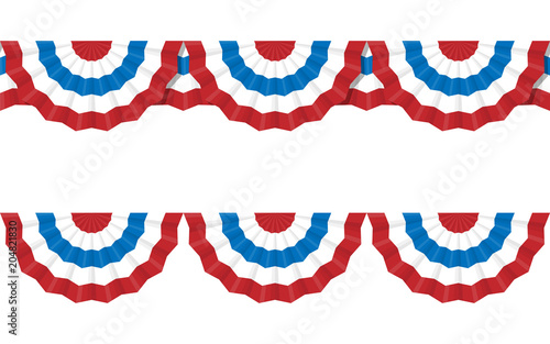 Round bunting decoration, vector set for american Independence d