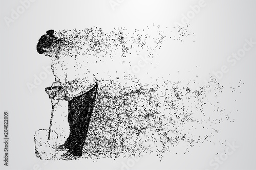 Woman doing repairs. Woman beating with a mixer solution for repair