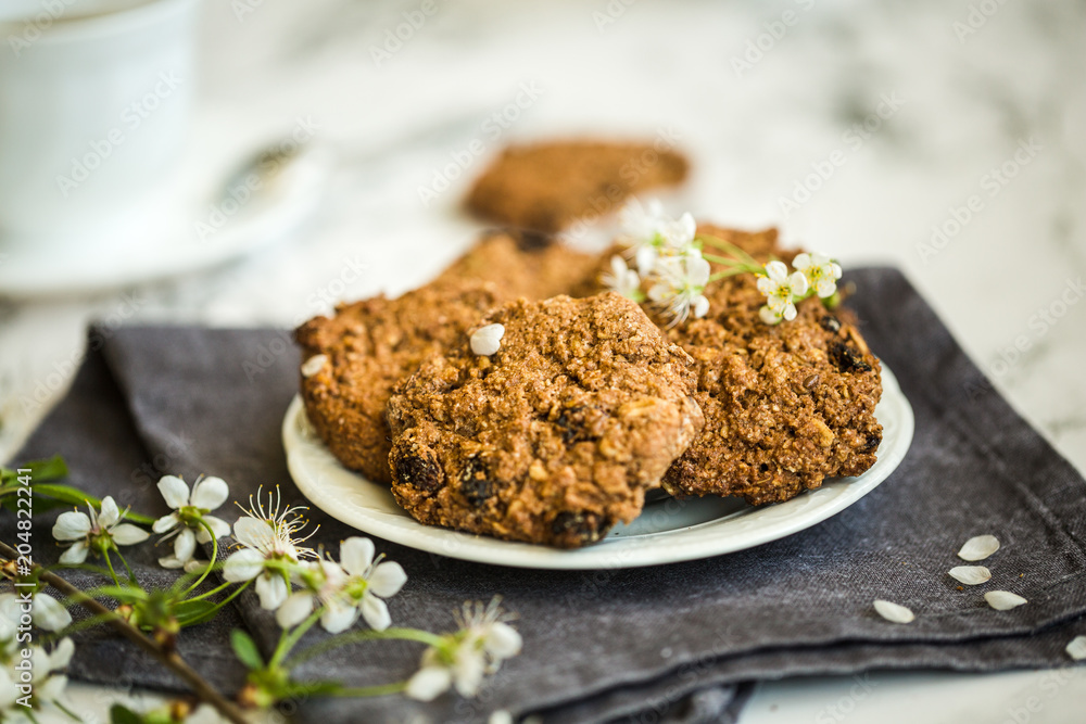 oatmeal cookies with a cup of coffee oatmeal cookies with a cup of coffee