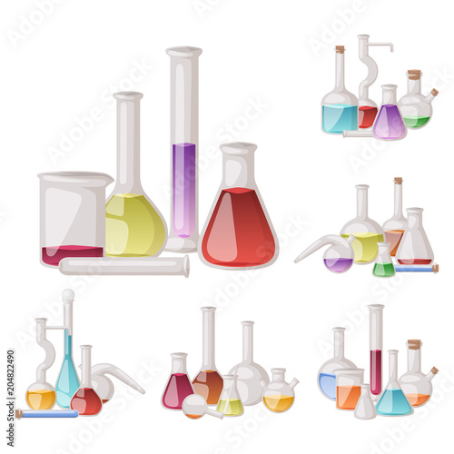 Chemical flask laboratory vector lab glassware tube liquid biotechnology analysis tubes medical scientific equipment.