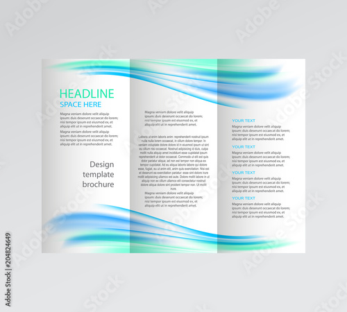 vector business brochure, flyer template. blue wave on white background.