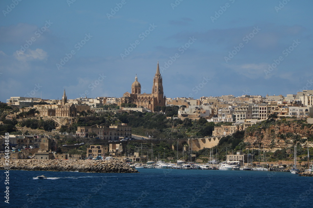 Mgarr in Gozo Island of Malta at Mediterranean Sea