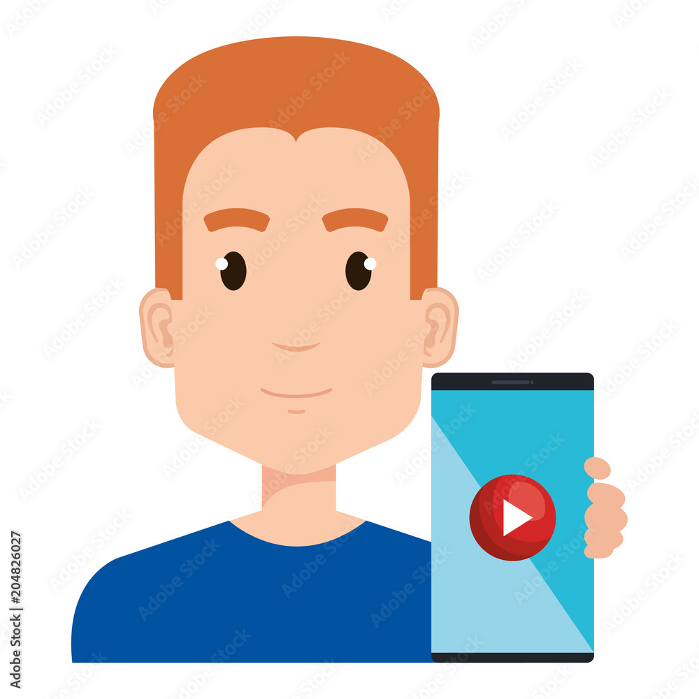 young man with smartphone avatar character vector illustration design young man with smartphone avatar character vector illustration design