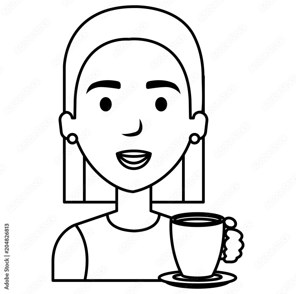 beautiful woman with coffee cup avatar character vector illustration design beautiful woman with coffee cup avatar character vector illustration design