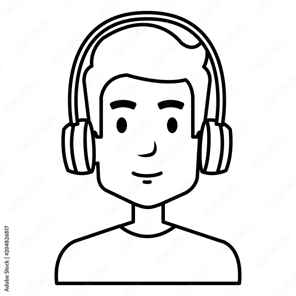 young man with earphones vector illustration design
