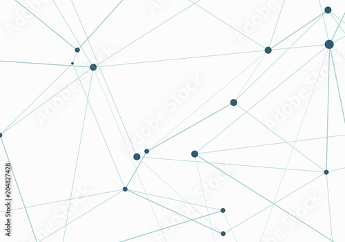 Abstract mess network design. Futuristic connected dots and lines molecular pattern. Vector background