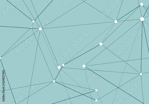 Abstract mess network design. Futuristic connected dots and lines molecular pattern. Vector background