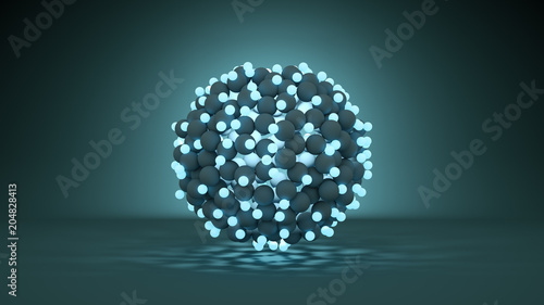 Bunch of glowing spheres ab...