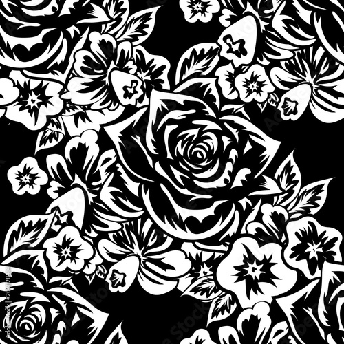 seamless monochrome pattern of flowers for greeting cards  background  price tags