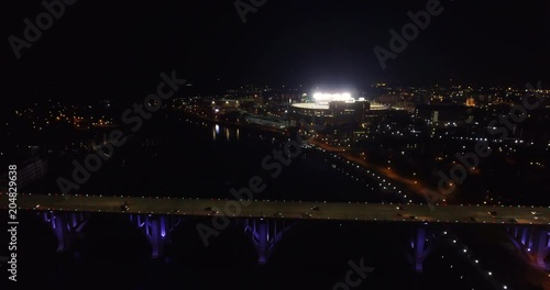 Aerial View, Knoxville, Tennessee, USA downtown at night,