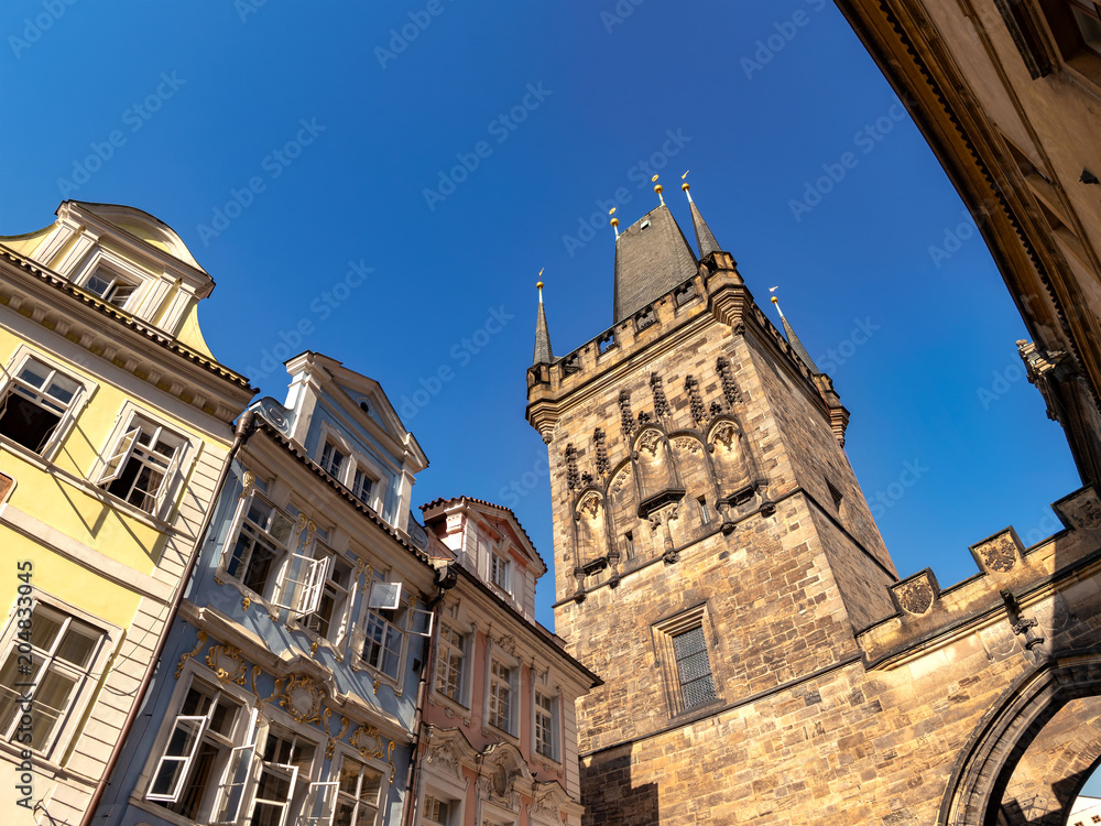 Charles Bridge Tower, an Unusual, different View from Below, Prague Tourist Sight