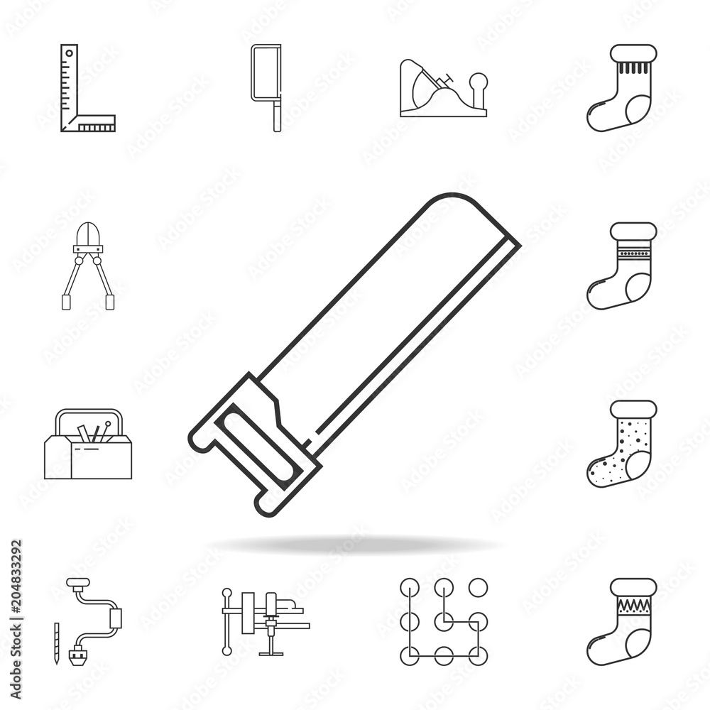 Hand saw line icon. Detailed set of web icons and signs. Premium graphic design. One of the collection icons for websites, web design, mobile app Hand saw line icon. Detailed set of web icons and signs. Premium graphic design. One of the collection icons for websites, web design, mobile app