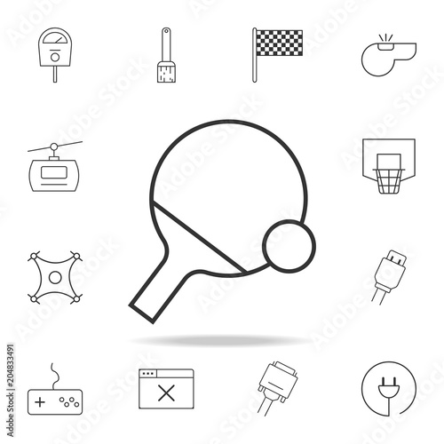 Ping pong table tennis paddle with ball line icon. Detailed set of web icons and signs. Premium graphic design. One of the collection icons for websites, web design, mobile app