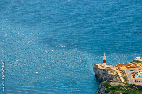 Aerial view of the coastline of Gibraltar from the top of the rock
